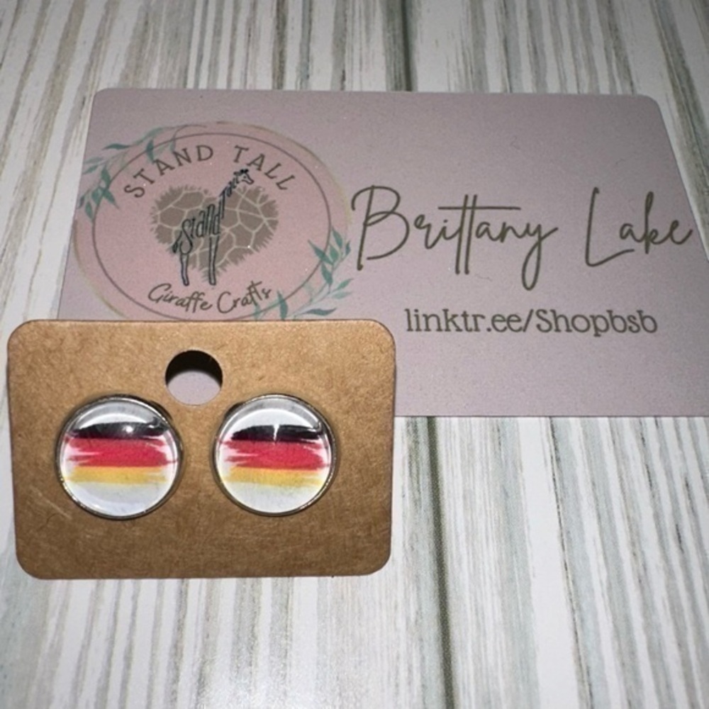 German flag Strassenfest 12mm round earrings new